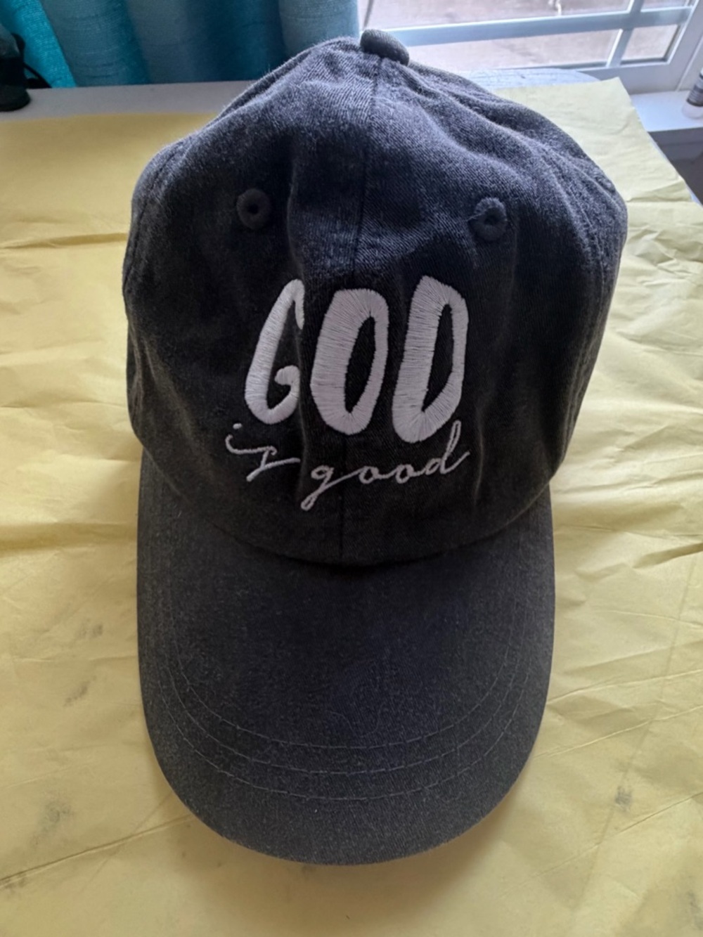 Black 'God is Good' Embroidered Cotton Baseball Cap